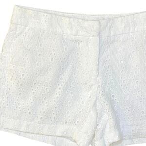 Saint Tropez West Delicate Chevron Eyelet White Breezy Boho Chino Shorts Relaxed